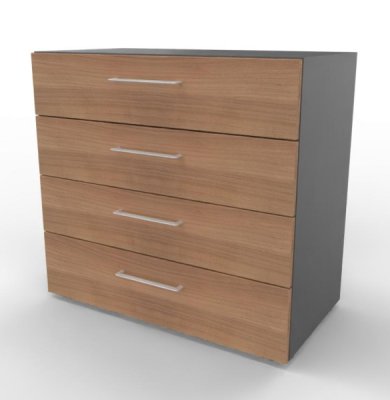 Schubfachschrank VH9S4 2 Ordnerhöhen 80 cm breit Grafit-Nussbaum