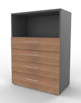 Schubladenregal VH9 3 Ordnerhöhen 80 cm breit Grafit-Nussbaum