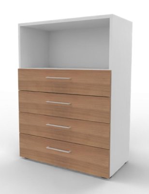 Schubladenregal VH9 3 Ordnerhöhen 80 cm breit Weiss-Nussbaum