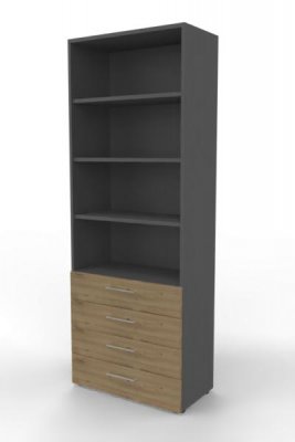 Schuladenregal VH9 80 cm breit 6 Ordnerhöhen Grafit-Asteiche