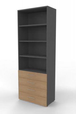 Schuladenregal VH9 80 cm breit 6 Ordnerhöhen Grafit-Eiche