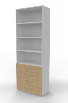 Schuladenregal VH9 80 cm breit 6 Ordnerhöhen Weiß-Ahorn