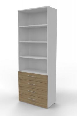 Schuladenregal VH9 80 cm breit 6 Ordnerhöhen Weiß-Asteiche