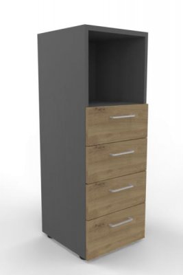 Schubladenschrank VH9 3 Ordnerhöhen 40 cm breit Grafit-Asteiche