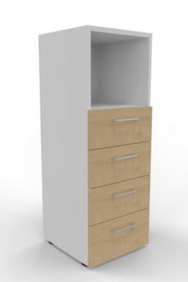Schubladenschrank VH9 3 Ordnerhöhen 40 cm breit Weiss-Ahorn