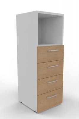 Schubladenschrank VH9 3 Ordnerhöhen 40 cm breit Weiß-Eiche