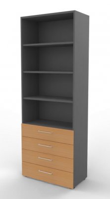 Schuladenregal VH9 80 cm breit 6 Ordnerhöhen Grafit-Buche