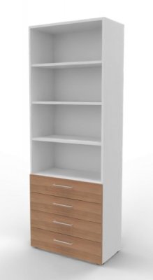 Schuladenregal VH9 80 cm breit 6 Ordnerhöhen Weiss-Nussbaum