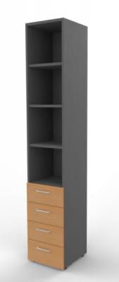 Schubladenschrank VH9 6 Ordnerhöhen Grafit-Buche