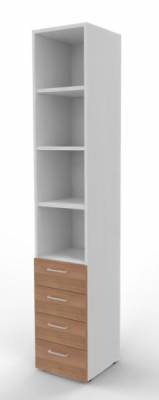 Schubladenschrank VH9 6 Ordnerhöhen Weiss-Nussbaum