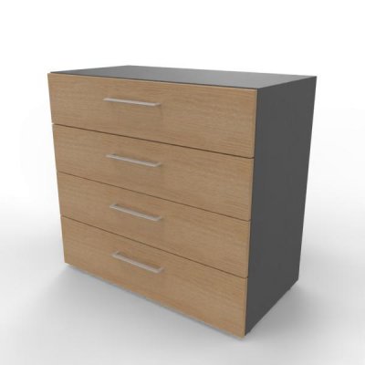 Schubfachschrank VH9S4 2 Ordnerhöhen 80 cm breit Grafit-Eiche