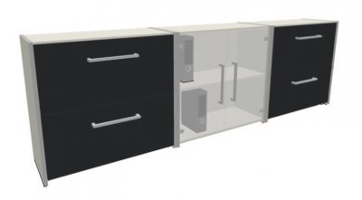 Sideboard 240 cm breit 3-tlg. Korpus Weiß Front Anthrazit
