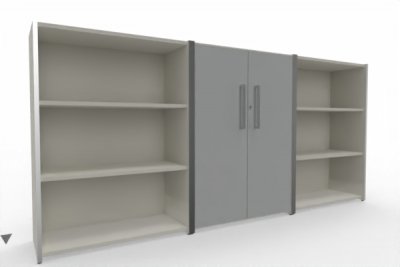 Sideboard 240 cm breit 3teilig KMS2 Korpus Weiß Türen Lichtgrau