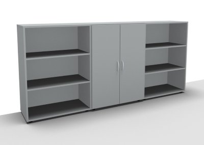 Sideboard 240 cm breit 124 Mega 3 Ordnerhöhen Lichtgrau