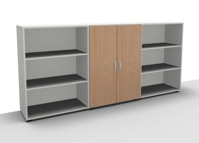 Sideboard 240 cm breit 124 Mega 3 Ordnerhöhen weiss Buche