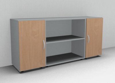 Sideboard Mega 3teilig 2 Ordnerhöhen Lichtgrau-Buche