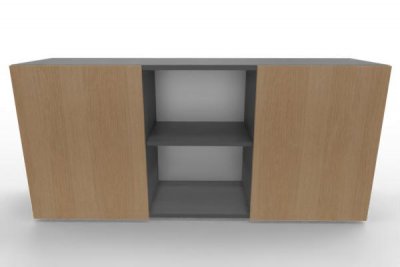 Sideboard mit Schiebetüren 2 Ordnerhöhen 160 cm breit Grafit-Eiche