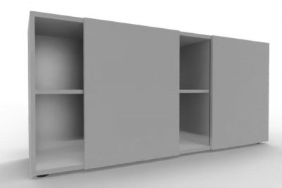 Sideboard mit Schiebetüren 2 Ordnerhöhen 160 cm breit Lichtgrau