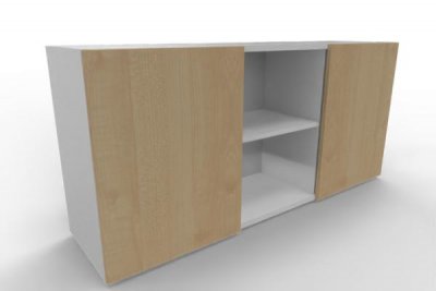 Sideboard mit Schiebetüren 2 Ordnerhöhen 160 cm breit Weiß-Ahorn