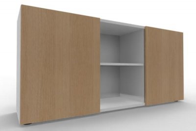 Sideboard mit Schiebetüren 2 Ordnerhöhen 160 cm breit Weiß-Eiche