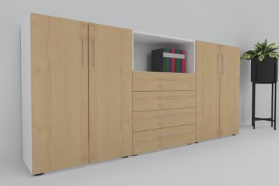 Sideboard 240 cm breit VH14 Weiß-Ahorn