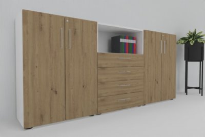 Sideboard 240 cm breit VH14 Weiß-Asteiche