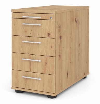 Schreibtischcontainer Standcontainer Multi mit 4 Schubfächern Dekor Asteiche Relinggriffe