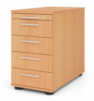 Schreibtischcontainer Standcontainer Multi mit 4 Schubfächern Dekor Buche Relinggriffe