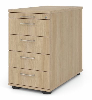 Schreibtischcontainer Standcontainer Multi mit 4 Schubladen Dekor Eiche Bügelgriffe