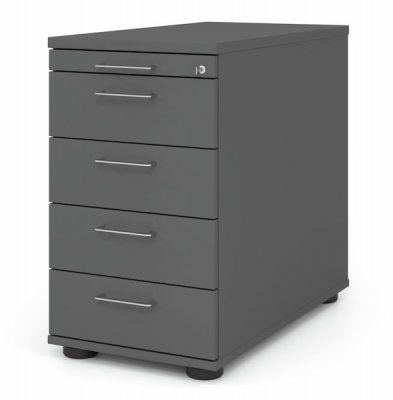 Schreibtischcontainer Standcontainer Multi mit 4 Schubladen Dekor Grafit Bügelgriffe