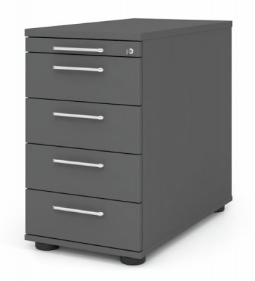 Schreibtischcontainer Standcontainer Multi mit 4 Schubfächern Dekor Grafit Relinggriffe