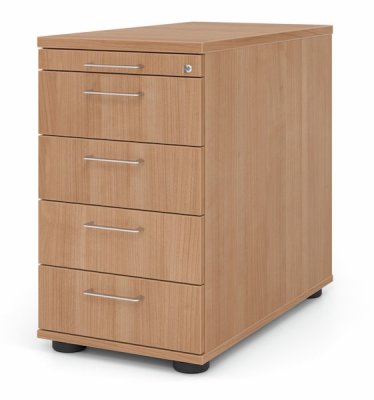 Schreibtischcontainer Standcontainer Multi mit 4 Schubladen Dekor Nussbaum Bügelgriffe