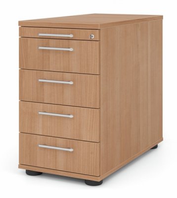 Schreibtischcontainer Standcontainer Multi mit 4 Schubfächern Dekor Nussbaum Relinggriffe