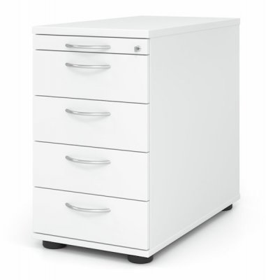 Schreibtischcontainer Standcontainer Multi 4 Schubfächer Weiß Bogengriffe