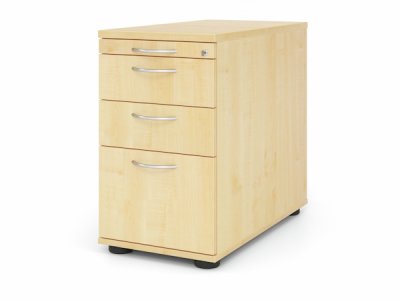 Schreibtischcontainer Standcontainer Multi mit Hängeregisterauszug Dekor Ahorn Bogengriffe