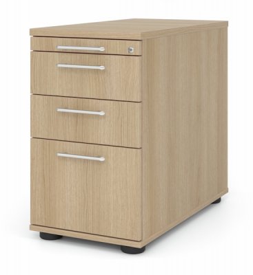 Schreibtischcontainer Standcontainer Multi mit Hängeregisterauschzug Dekor Eiche Relinggriffe