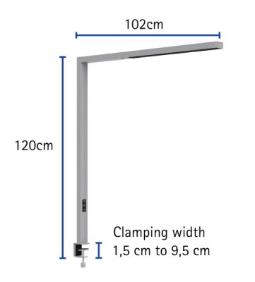 LED-Klemmleuchte MAULsirius colour vario senosor dimmbar silber Zeichnung