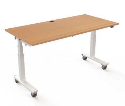 Mobiler Schreibtisch elektrisch höhenverstellbarer Klapptisch mit Rollen Buche