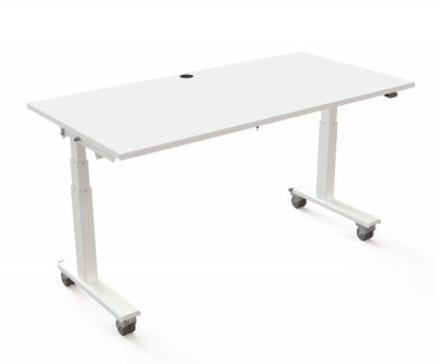 Mobiler Schreibtisch elektrisch höhenverstellbarer Klapptisch mit Rollen Weiß