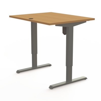 Steh-Sitz-Schreibtisch CS 100x80 cm Tischplatte Buche Gestell Silber