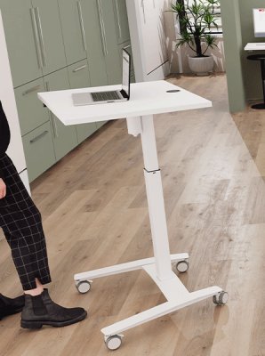 Steh-Sitz-Tisch Beistelltisch 80x60 cm Tisch CSW Weiß mit Rollen