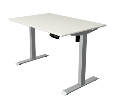 Steh-Sitz-Schreibtisch KM1M 120 x 80 cm Weiß-Silber