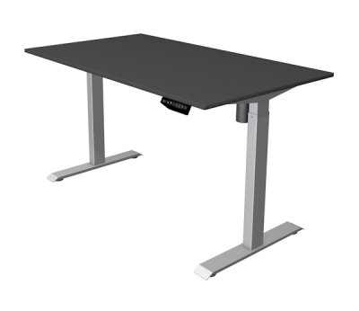 Steh-Sitz-Schreibtisch KM1M 140x80 cm Anthrazit-Silber
