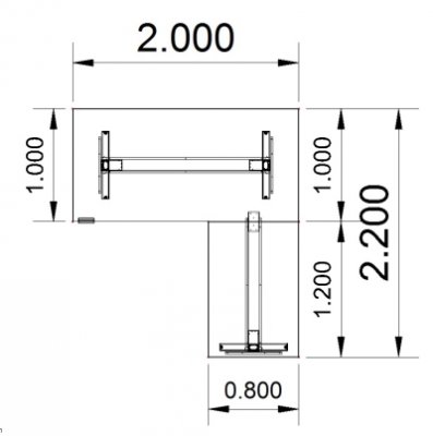 Winkelschreibtisch Move3 200x220 cm Stellfläche