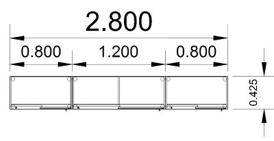 Raumteilerschrank Mega Stehtheke 280 cm Stellfläche