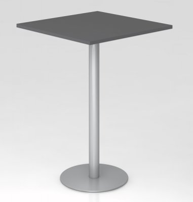 Stehtisch 80x80 cm Säule silber Dekor Grafit