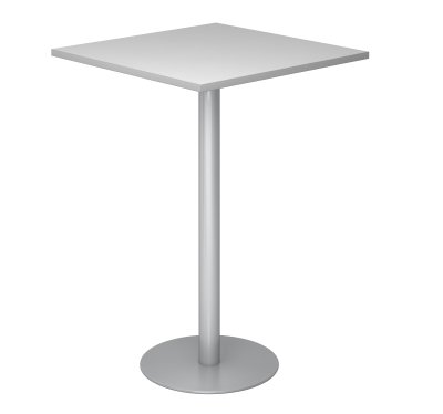 Stehtisch 80x80 Säule silber Dekor Lichtgrau