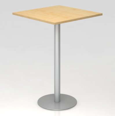 Stehtisch 80x80 Säule silber Dekor Ahorn