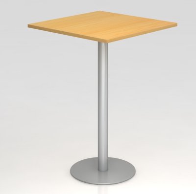Stehtisch 80 x 80 cm mit Säulenfuß silberfarben Tischplatte Buche