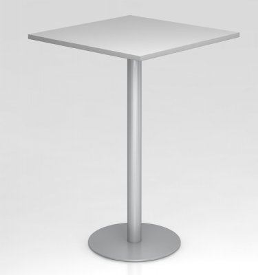Stehtisch 80 x 80 cm mit Säulenfuß silberfarben Tischplatte Lichtgrau